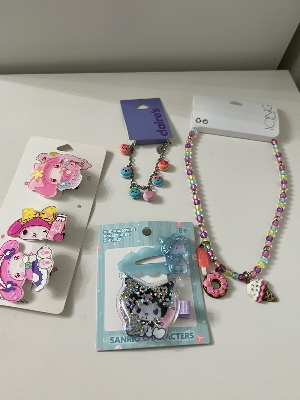 Icing Pastel Bead Necklace with Donut & Ice Cream Charms